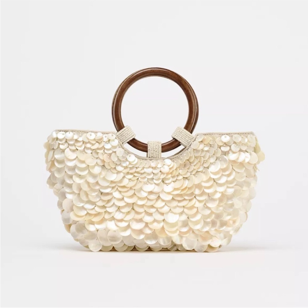 Zara faux mother of pearl applique bag